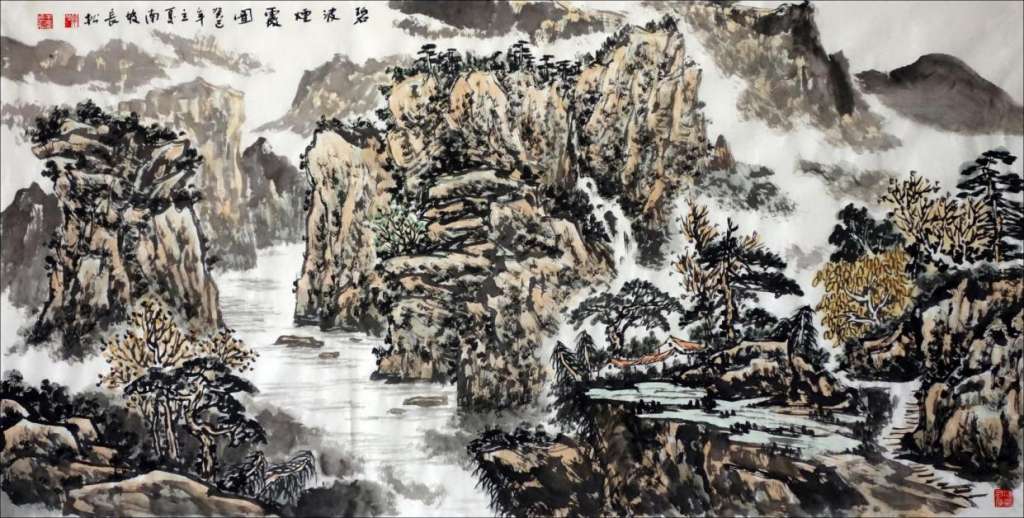 碧波烟霞138cmx70cm