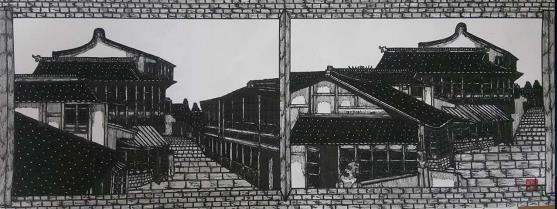 上海南汇新场古镇双绘图尺寸46和17.5cm