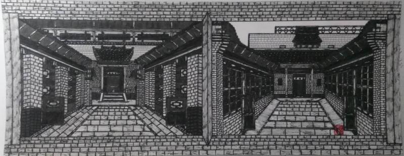山西平遥古城双镇图尺寸46和17.5cm