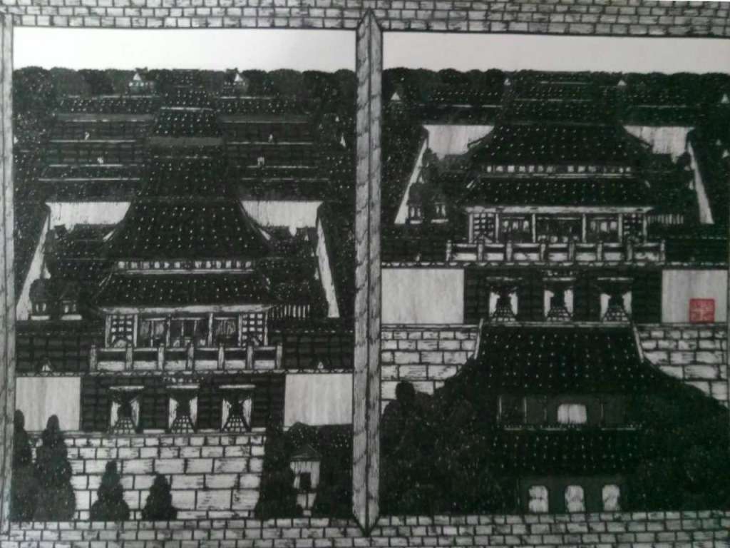 北京故宫双绘图二尺寸24和32cm